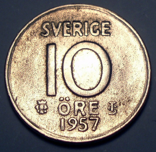 Suecia 10 Ore 1957 Plata * Gustaf V *