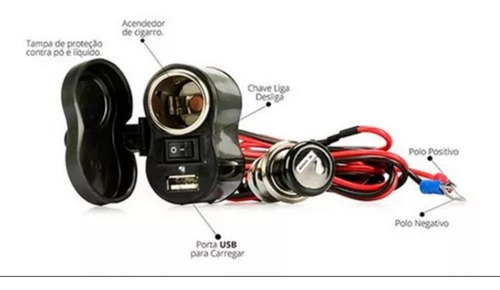 Kit 3 Carregador Moto Isqueiro Elétrico P/ Celular Portátil