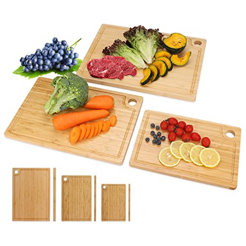 Bamboo Cutting Boards For Kitchen, 3 Piece Set Kitchen ...