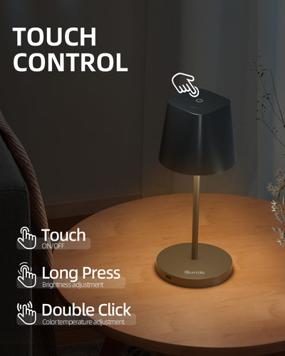 Lámpara De Mesa Recargable Inalámbrica Led 2 Temperaturas