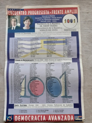 Elecciones Nacionales 1999 Lista 1001 D. Avanzada- F.a.