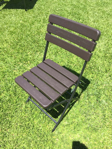 Imagen 9 de 10 de Juego Jardín Mesa Plegable + 4 Sillas Plástico Símil Madera
