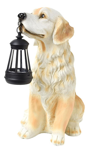 Estatua De Perro De Jardín Con Luz Solar, Figura Estilo A