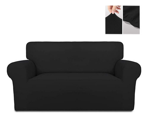 Funda Para Sofa Sillon De 2 Cuerpos Elastica Diginet Color Negro Liso