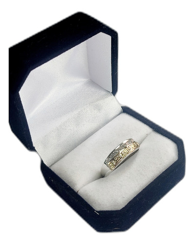 Anillo De Plata 925 Y Oro 18k Medio Sinfín Y Guarda