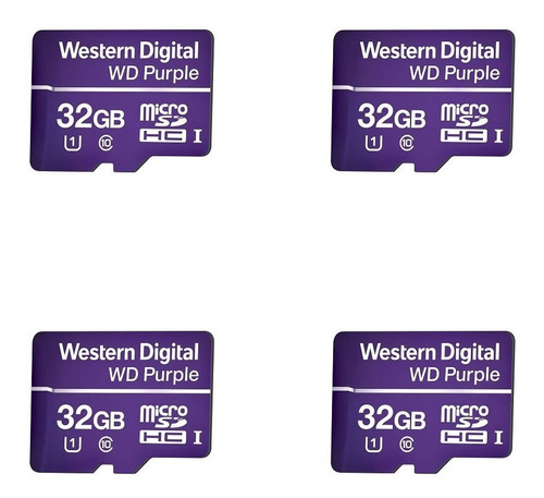 Kit 4 Cartões De Memória 32 Gb Micro Sd Wd Purple Intelbras