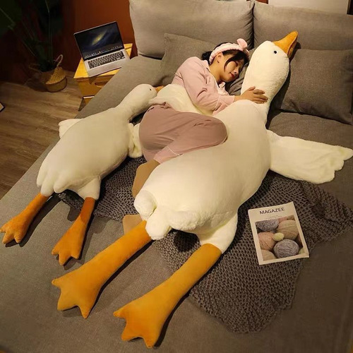 Lindo Gran Ganso Blanco Almohada Peluche 130 Cm