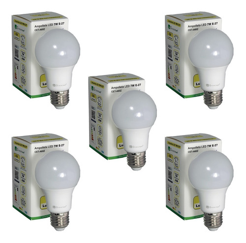 Ampolletas Led 7w E27 Sec Luz Cálida/fría - Green -e Pack 5 