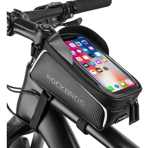 Bolsa De Quadro Bike Suporte De Celular Impermeável Rockbros Cor Preto