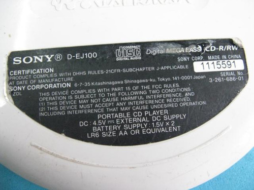 Psicodelia: Viejo Discman Cd Sony Psic D-ej100 Dly (Usado)