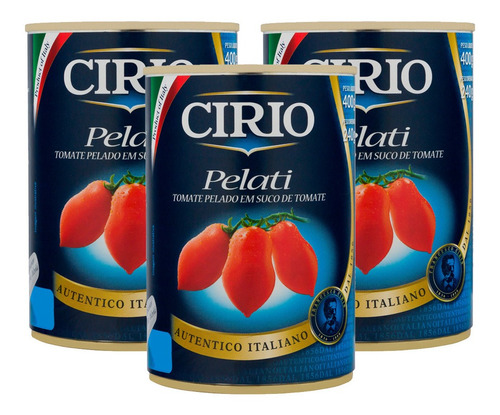 Molho De Tomate Pelado Cirio Pack Com 3 Unidades 400g Cada