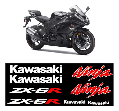 Adesivos Lateral Compatível Kawasaki Zx-6r 2009/2011 Preta Cor KAWASAKI NINJA ZX-6R 2009 À 2011 PRETA