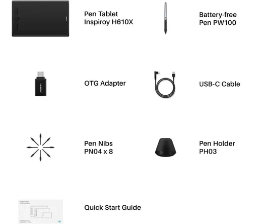 Tableta Gráfica Huion Inspiroy H610x Mac Windows Android