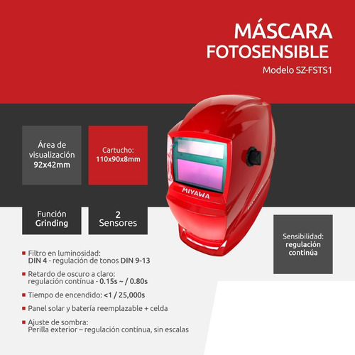 Mascara Fotosensible Careta Para Soldar Automatica Grinding