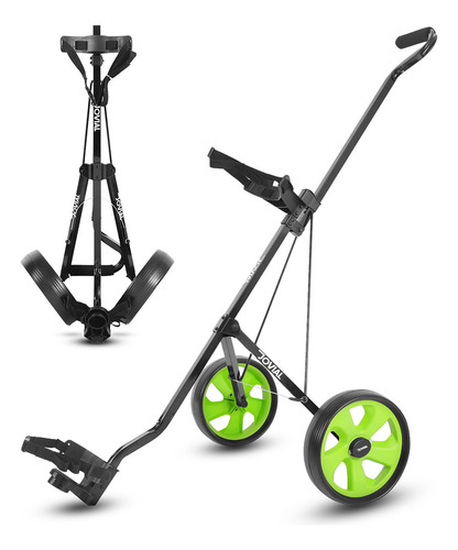 Carrito De Golf De Empuje 2 Ruedas Serenelife, Plegable Y Liviano Con Marco De Aluminio, Mango Ajustable, Soporte Para Bolsa Y Tarjetero, Diseño Compacto Para Viaje Y Almacenamiento