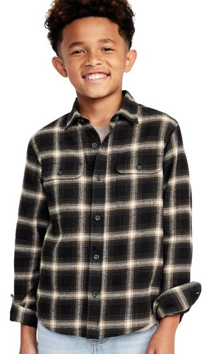 Camisa Niño Old Navy Manga Larga Soft-brushed Franela Negro