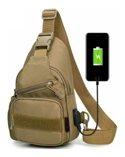 Bolso Banano Táctico Cruzado Bandolero Militar Carga Usb