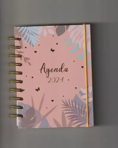 Agenda 2024 Grande Datada Hot Stamp Ramo De Flores Capa Dura Cor da capa  Rosa