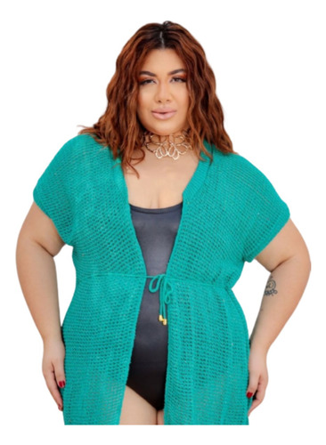 Kit 10 Colete De Praia Plus Size Aberto Saida Trico Atacado