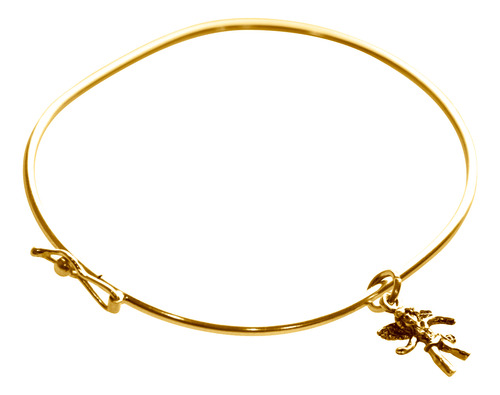 Bracelete Rígido Prata 925 Dourada 18k - Pingente Anjinho