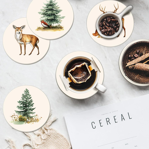 Juego De 6 Posavasos Para Absorber Bebidas, Redondos, De Cer