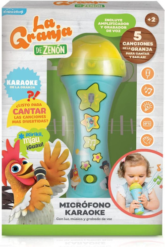 La Granja De Zenón Microfono Karaoke Luz, Sonidos, Graba Voz