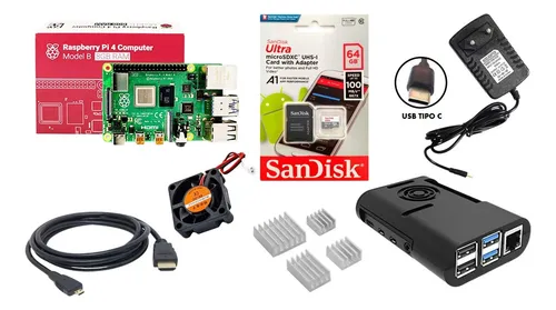 Kit Completo Raspberry Pi4 Pi 4 Model B 8gb Ram, Sd 64gb Menor preço em Kit Completo Raspberry Pi4 Pi 4 Model B 8gb Ram, Sd 64gb