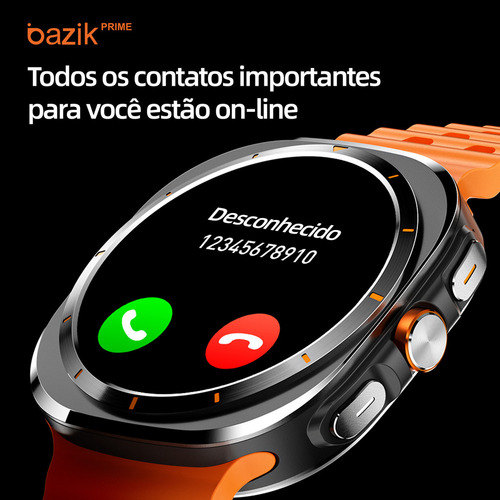 Relógio Inteligente Smartwatch Ultra Bazik Prime Ma27 Masculino E Feminino Smartwatches Para Android, Ios Whatsapp Chatgpt GPS 47mm IP68 1.45"AMOLED 466*466 px