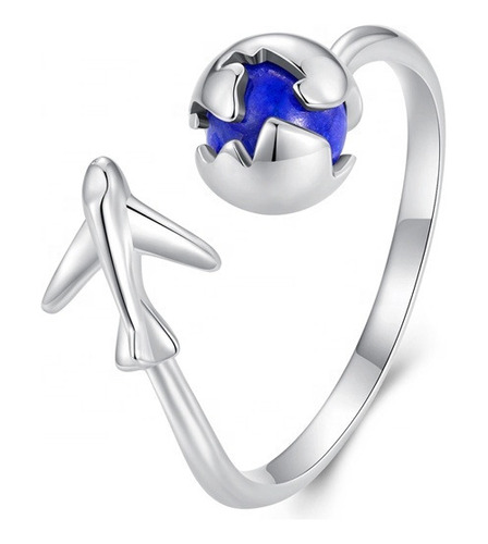 Anillo Avión Lapislazuli Ajustable Plata 925 Fina Regalo