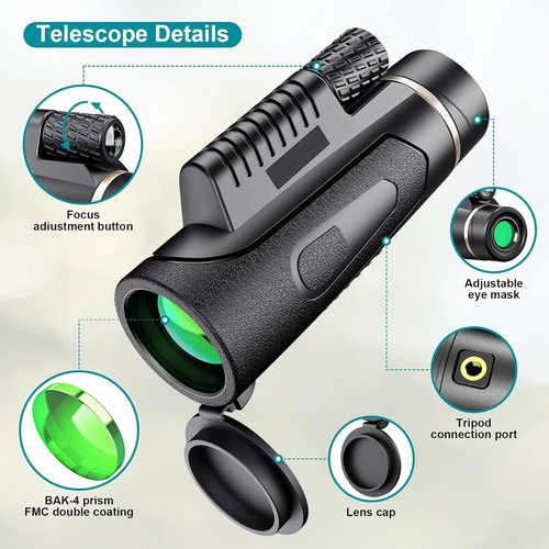 Telescopio Monocular De 80x100, Con Adaptador De Teléfono In