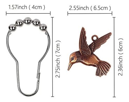 Zilucky Colibrí Cortina De Ducha Ganchos Anillos Pájaro Jard