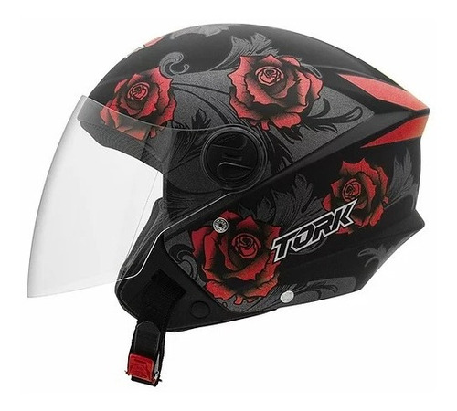 Capacete New Liberty 3 Flowers Vermelho Fosco Tm 58 Pro Tork