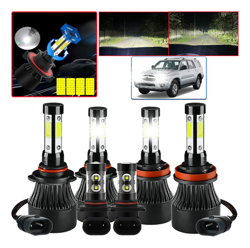 Para Toyota Kit Focos Led De 4 Lados Luz Alta/baja/niebla