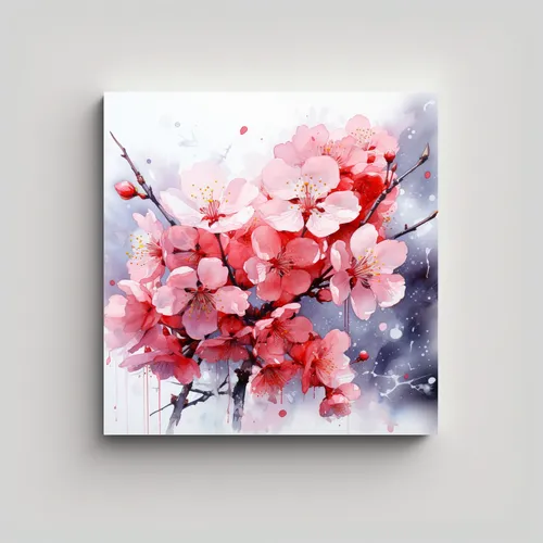 comprar 40x40cm Cuadro Abstracto Colores Cerezo Y Sakura Flores