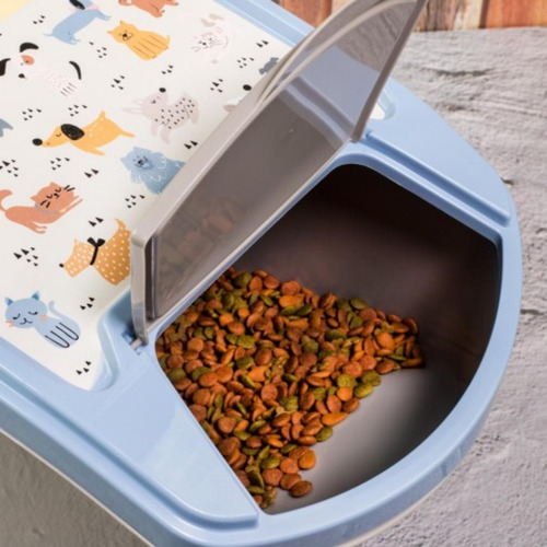 Porta Ração Grande 17 Kg Container Pote Ração Azul 34 Litros