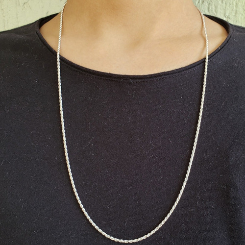 Corrente Masculina Cordão Baiano 70cm Prata 925 Super Cor Prateado