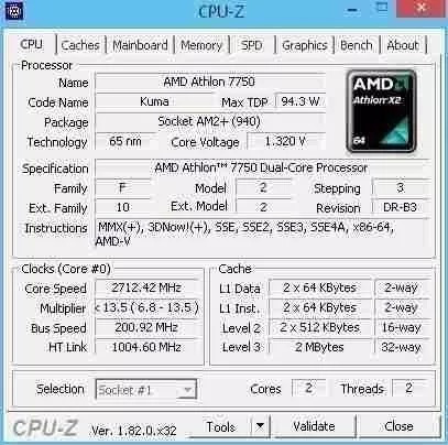 Processador Dual Core 7750 2.7ghz Am2+testado 100% Ok (Usado)