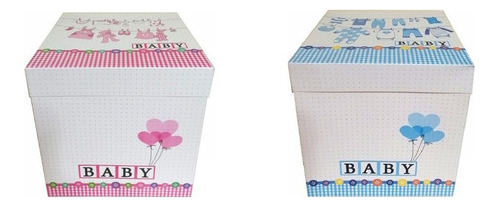 Pack 12 Cajas De Regalo Bebe Baby Shower 15x15cm