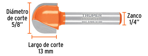 Broca Para Router Media Caña 5/8 Truper 102722