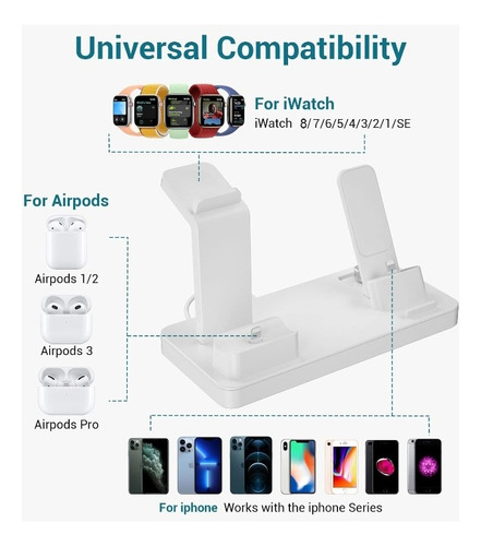 Liwin Estación Carga Portátil 3en1 Telefn Apple Watch Airpod