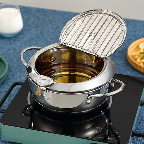 . Olla Freidora Tempura Estilo Japonés Con Plata 24cm Y Clip