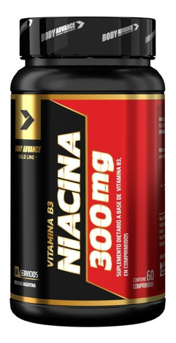 Imagen 1 de 4 de Niacina 300mg, Vitamina B3, 60 Comprimidos. Body Advance