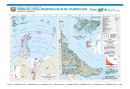 Mapa Físico Político Tierra Del Fuego
