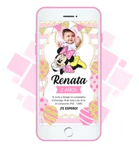 Comprar Invitación Virtual Imagen Digital - Minnie Rosa (con Foto)