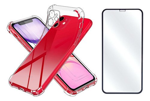 Carcasa Silicona Transparente Para iPhone 11 + Lamina Vidrio