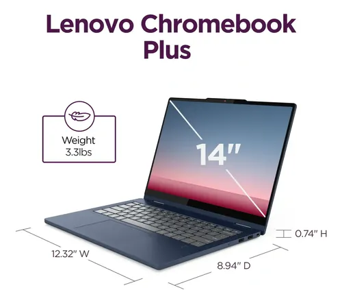 Lenovo Chromebook Plus 14 Touchscreen 8gb 128gb Cosmic Blue