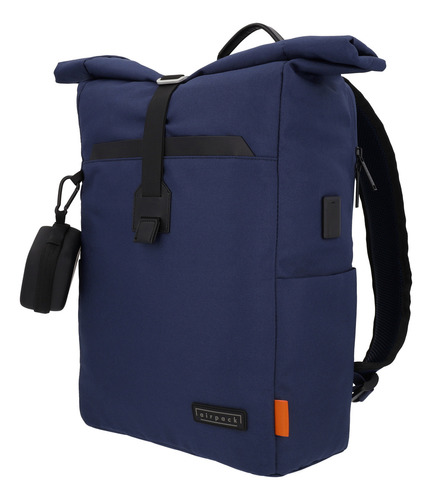 Mochila Ejecutiva Airpack Portalaptop Adventure Bound Color Azul Diseño De La Tela Lisa