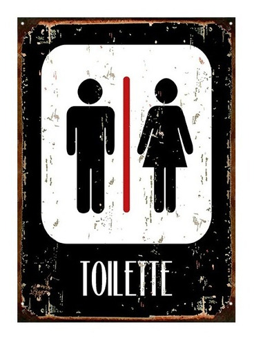 Cartel De Chapa Vintage Toilette Baño Bathroom 30x40cm