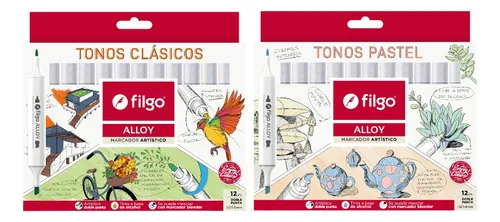 comprar 24 Marcadores Artistico Filgo Alloy D\u002Fpunta Clasico Y Pastel