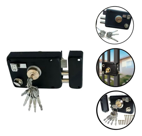 Fechadura Portão Sobrepor 6 Chaves Tetra Anti Furto Manual